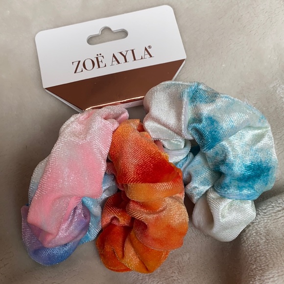 NEW Velvet Feel Tie Dye Scrunchies - 3 Pack - Picture 1 of 6